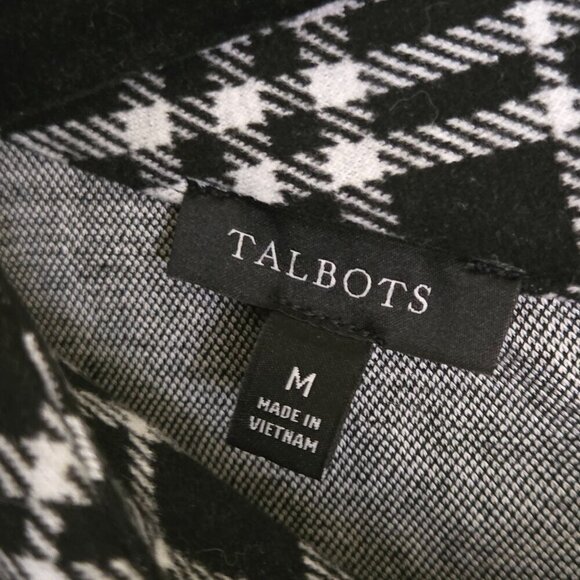 Talbots Windowpane Plaid Fleece Long Sleeve Mock Neck Dress Black Cream  Size M - Picture 6 of 7